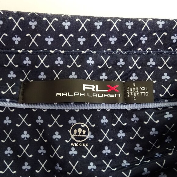 Ralph Lauren RLX Polo Shirt Men Size  XXL Blue Golf Club Print Moisture-Wicking - Picture 7 of 14